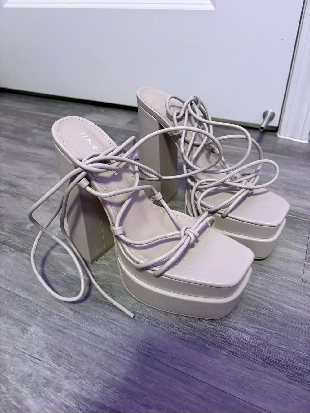 Glow Girl Stone Lace Up Platform High Heels